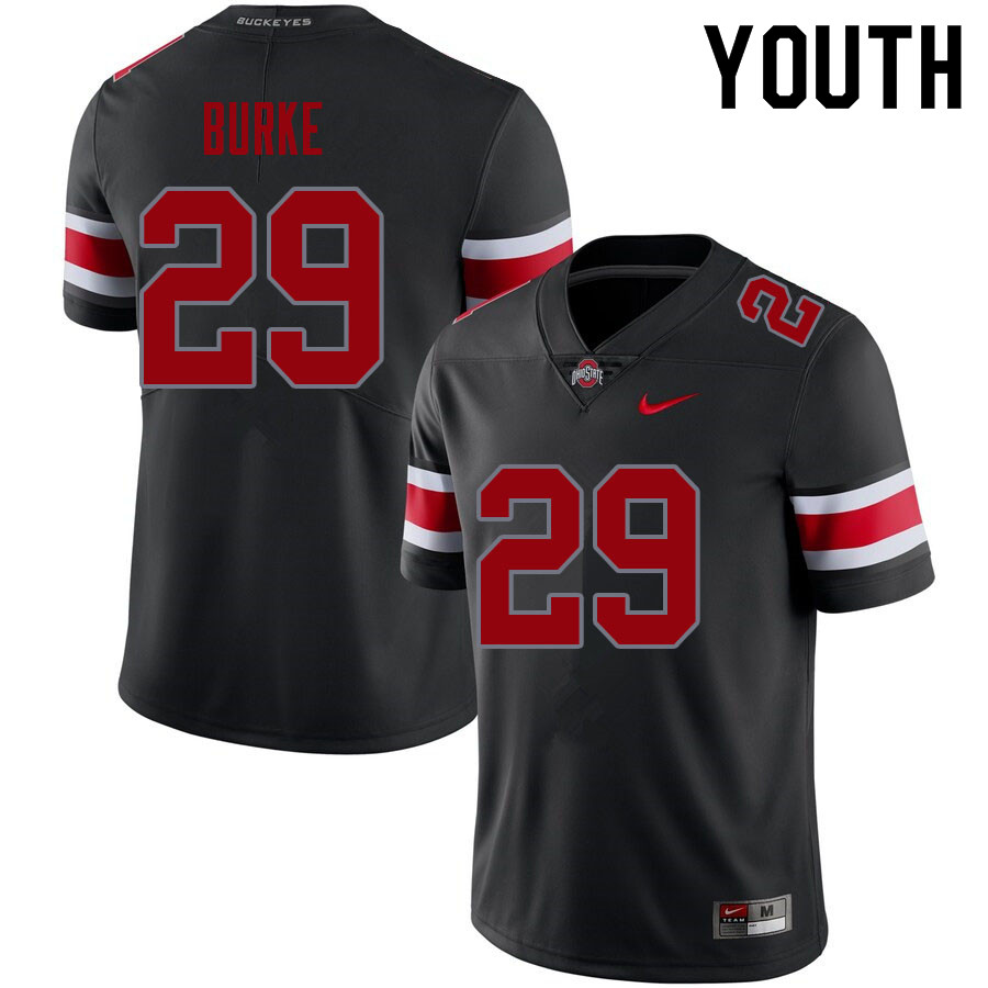 Youth #29 Denzel Burke Ohio State Buckeyes College Football Jerseys Sale-Blackout